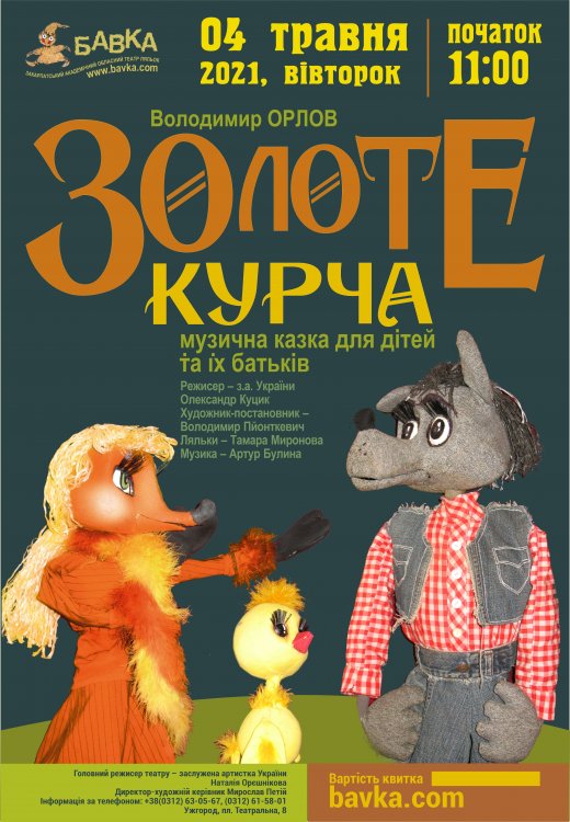Репертуар театру ляльок „БАВКА” на ТPАВЕНЬ 2021 р