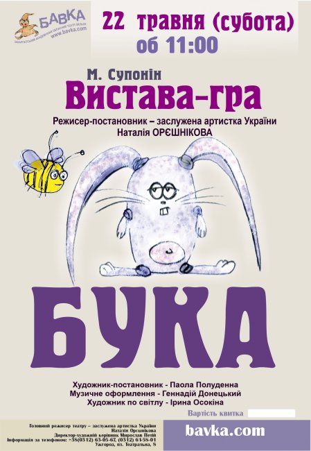 Репертуар театру ляльок „БАВКА” на 22-23 травня 2021