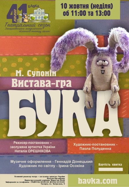 Репертуар театру ляльок „БАВКА” на ЖОВТЕНЬ  2021 року